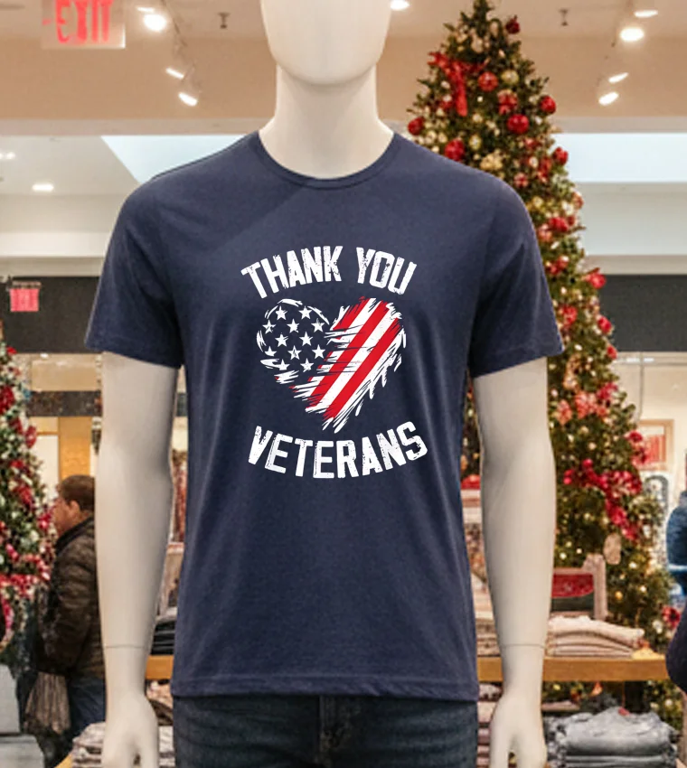 Thank You Veterans Patriotic American Flag Veterans Day 2024 - navy-t-shirt Thank You Veterans Patriotic American Flag Veterans Day 2024 Navy T Shirt