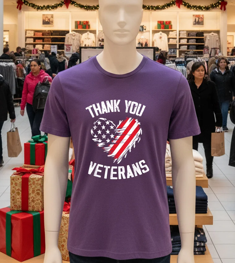 Thank You Veterans Patriotic American Flag Veterans Day 2024 - purple-t-shirt Thank You Veterans Patriotic American Flag Veterans Day 2024 Purple T Shirt