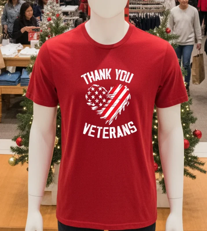 Thank You Veterans Patriotic American Flag Veterans Day 2024 Red T Shirt