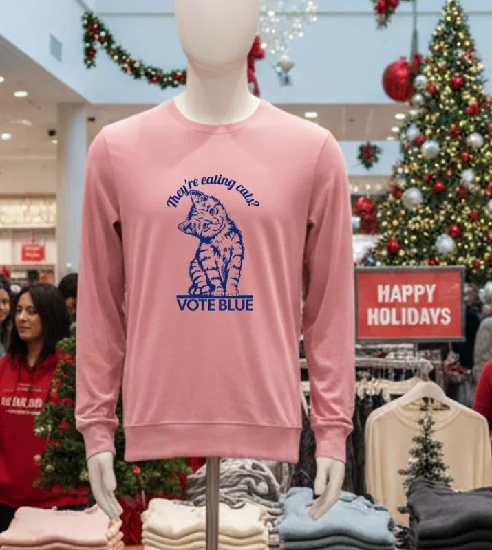 They Re Eating Cats Vote Blue Pink T Shirt