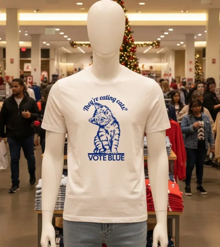 They Re Eating Cats Vote Blue White T Shirt