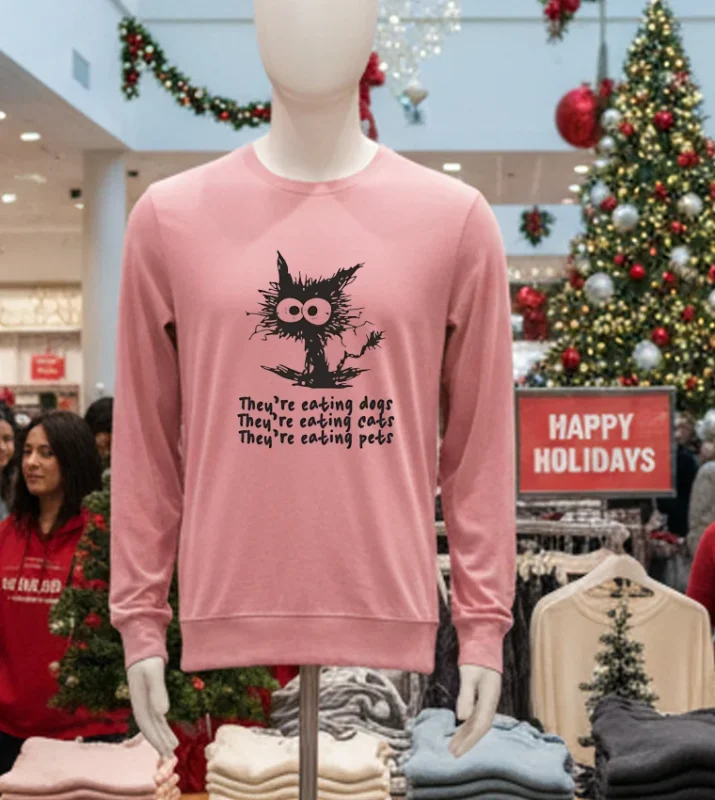 They Re Eating Dogs They Re Eating Cats They Re Eating Pets Scared Cat Pink T Shirt