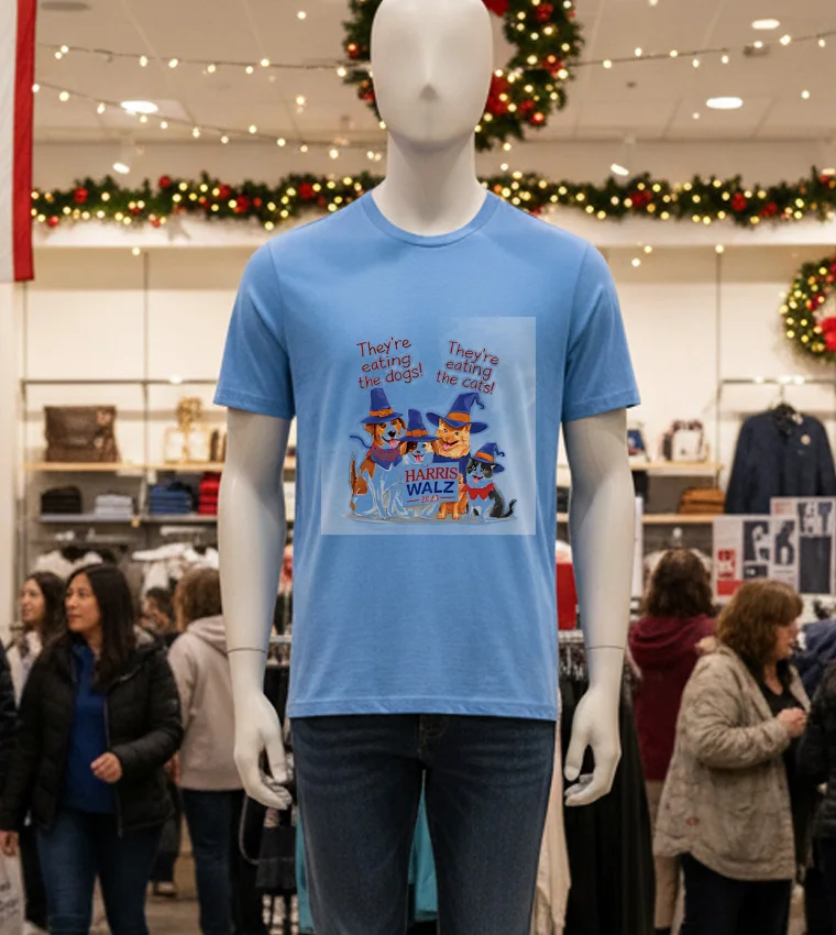 They Re Eating The Dogs They Re Eating The Cats Harris Walz 2024 - blue-t-shirt They Re Eating The Dogs They Re Eating The Cats Harris Walz 2024 Blue T Shirt