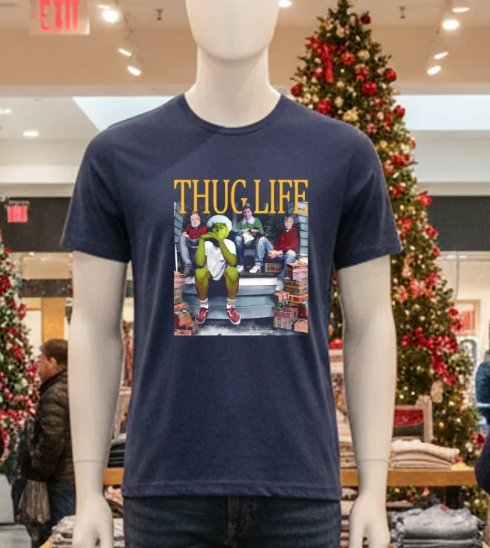 Thug Life Christmas Movies Navy T Shirt