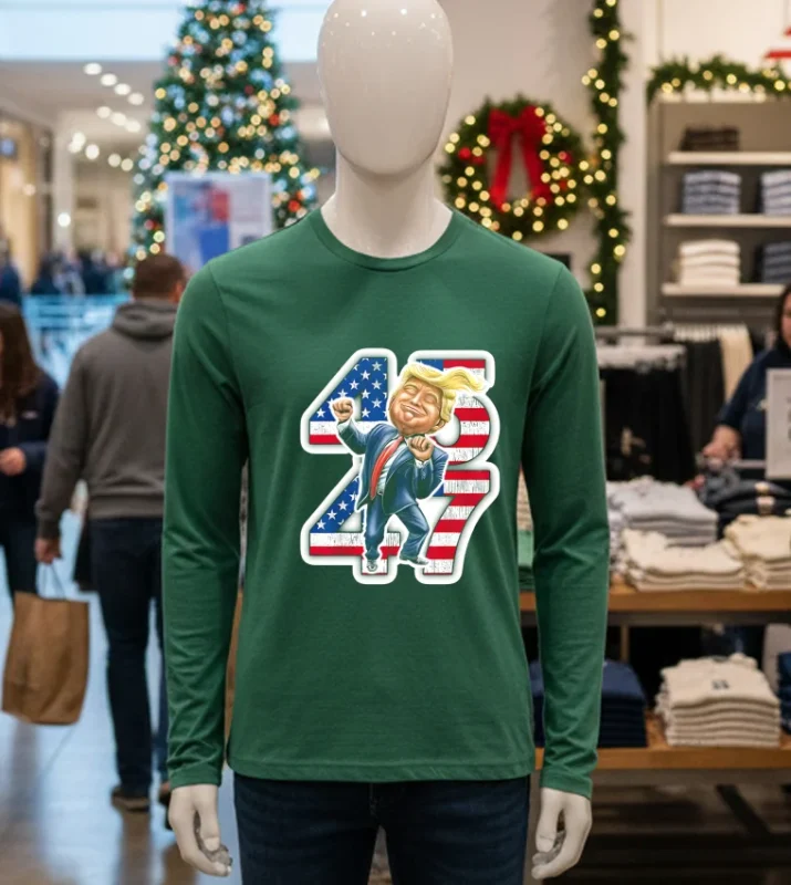 Trump 45 47 Dance Cartoon Funny Green T Shirt