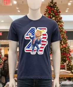Trump 45 47 Dance Cartoon Funny Navy T Shirt
