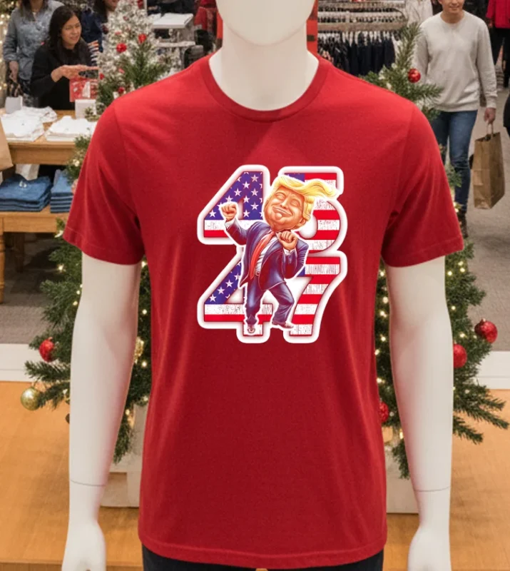 Trump 45 47 Dance Cartoon Funny Red T Shirt