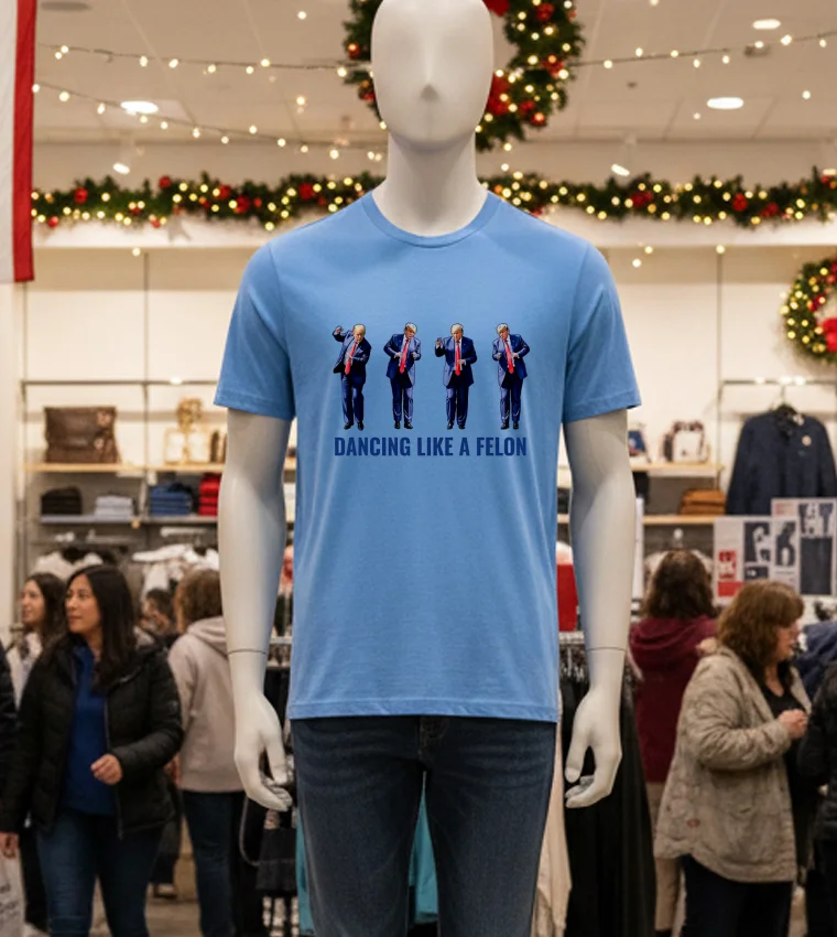 Trump Dancing Like A Felon - blue-t-shirt Trump Dancing Like A Felon Blue T Shirt
