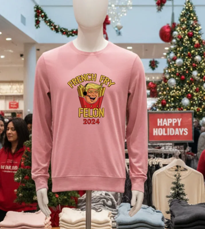 Trump French Fry Felon 2024 Pink T Shirt