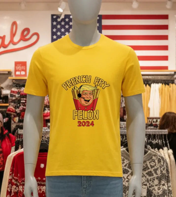 Trump French Fry Felon 2024 Yellow T Shirt