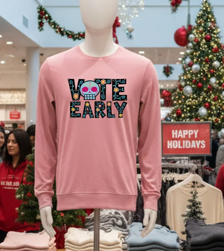 Vote Early Brocade Flowers Pink T Shirt