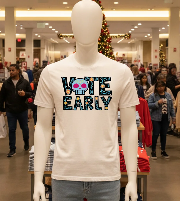 Vote Early Brocade Flowers - white-t-shirt Vote Early Brocade Flowers White T Shirt