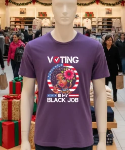 Voting Is My Black Job Black Women Usa Flag Retro Graphic Purple T Shirt