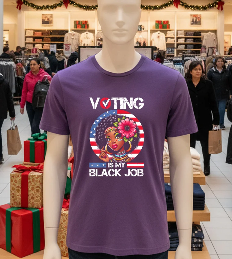 Voting Is My Black Job Black Women Usa Flag Retro Graphic - purple-t-shirt Voting Is My Black Job Black Women Usa Flag Retro Graphic Purple T Shirt