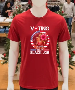 Voting Is My Black Job Black Women USA Flag Retro Graphic shirt