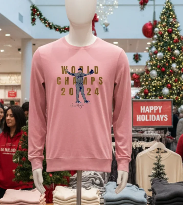 Walker Buehler La Dodgers World Champs 2024 Signature Pink T Shirt