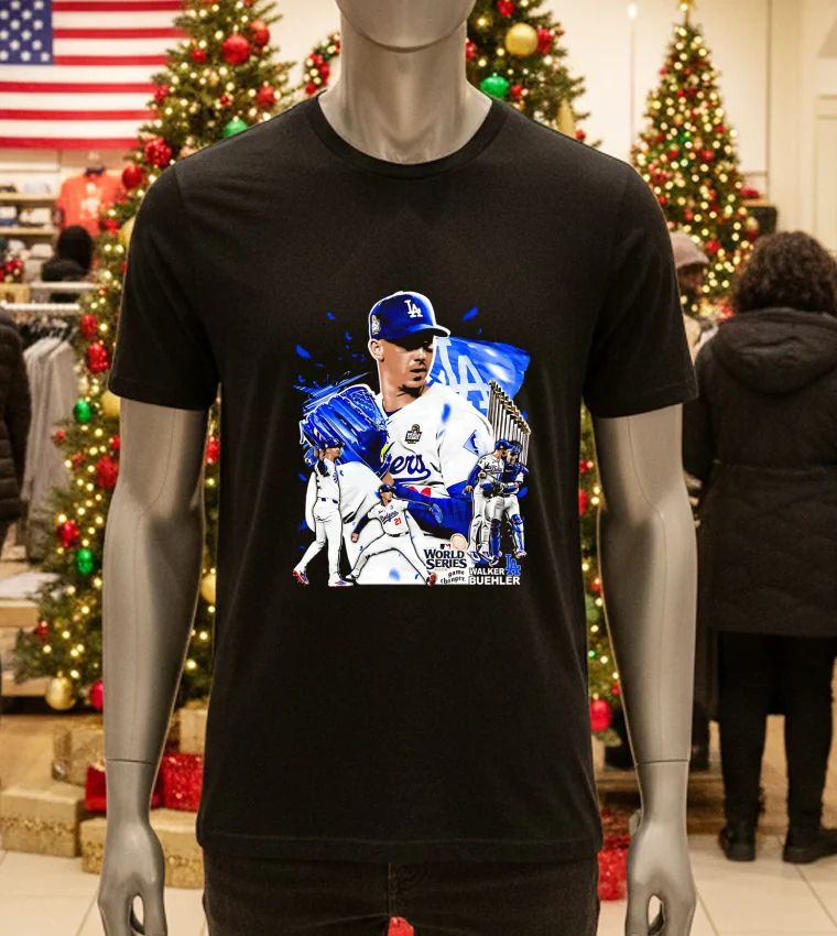 Walker Buehler Throw The Ball Graphic La Dodgers World Series 2024 - black-t-shirt Walker Buehler Throw The Ball Graphic La Dodgers World Series 2024 Black T Shirt