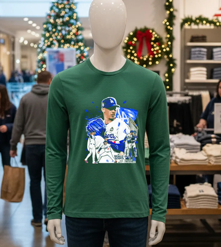 Walker Buehler Throw The Ball Graphic La Dodgers World Series 2024 - green-t-shirt Walker Buehler Throw The Ball Graphic La Dodgers World Series 2024 Green T Shirt
