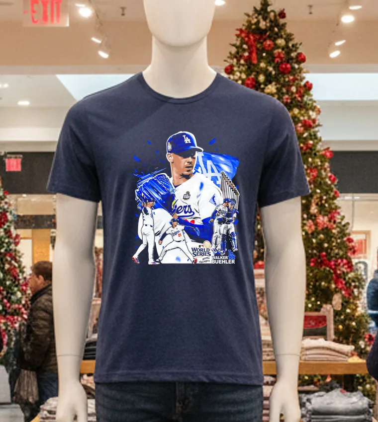 Walker Buehler Throw The Ball Graphic La Dodgers World Series 2024 - navy-t-shirt Walker Buehler Throw The Ball Graphic La Dodgers World Series 2024 Navy T Shirt