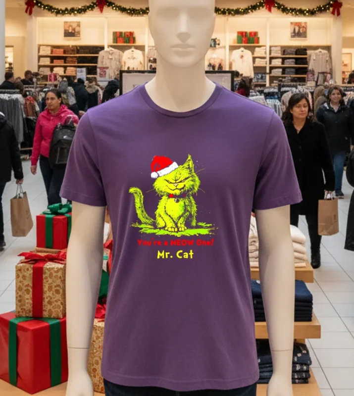 You Re A Meow One Mr Cat Christmas Purple T Shirt