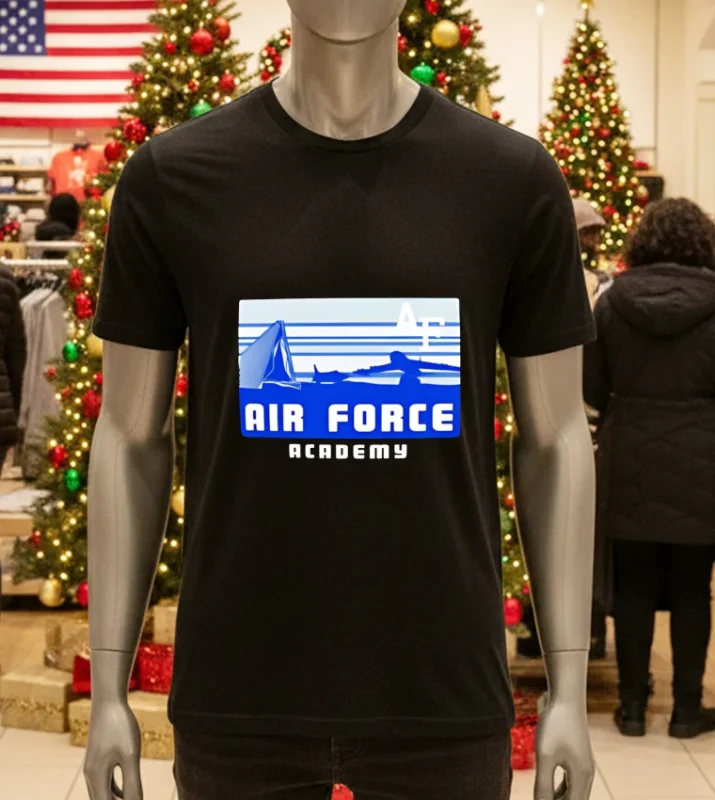 Air Force Falcons Campus Skyline Retro   Black T Shirt