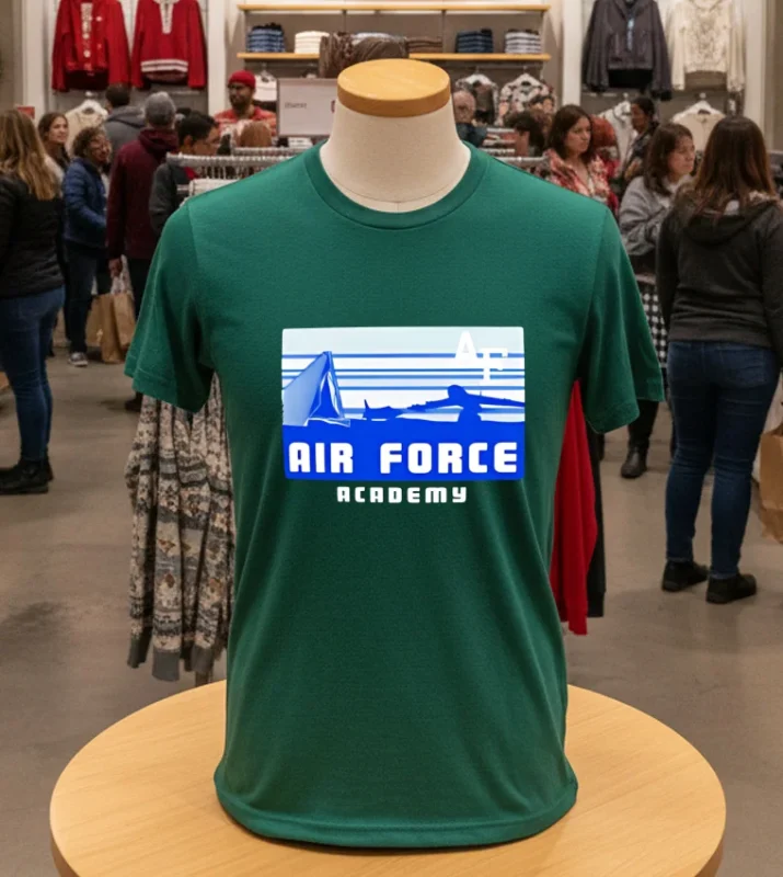 Air Force Falcons Campus Skyline Retro   Green T Shirt