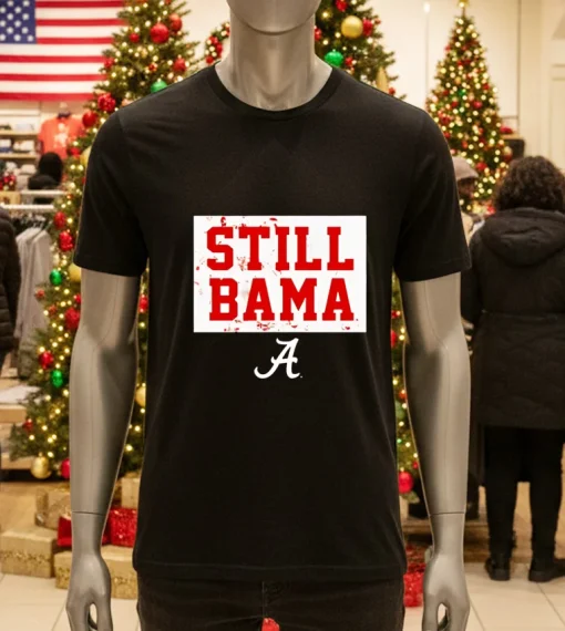 Alabama Football Still Bama Logo   Black T Shirt