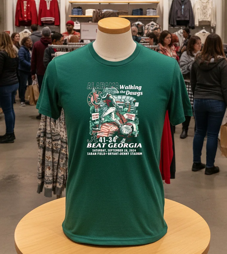Alabama Walking The Dawgs Beat Georgia 2024 - green-t-shirt Alabama Walking The Dawgs Beat Georgia 2024 Green T Shirt