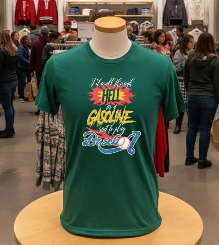 Baseball Lovers Pete Rose Walk Hell Gasoline Play Words Green T Shirt