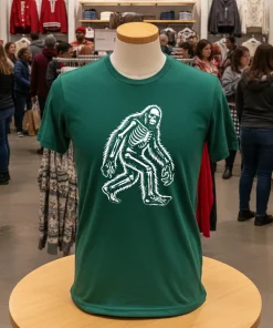 Bigfoot sasquatch halloween skeleton kids shirt