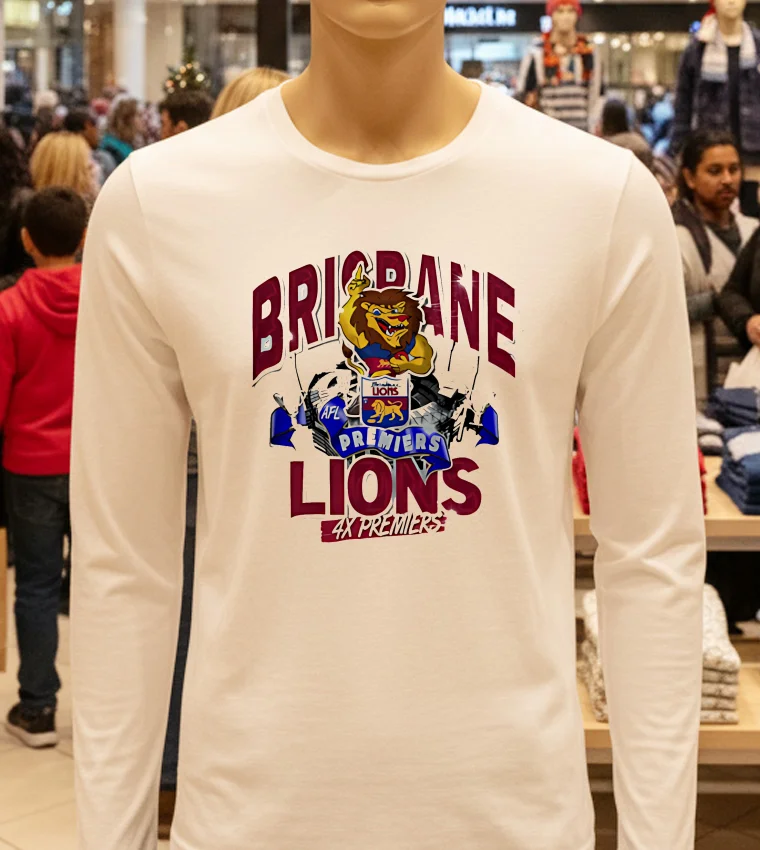 Brisbane Lions Afl Premiership Champs - white-t-shirt Brisbane Lions Afl Premiership Champs White T Shirt