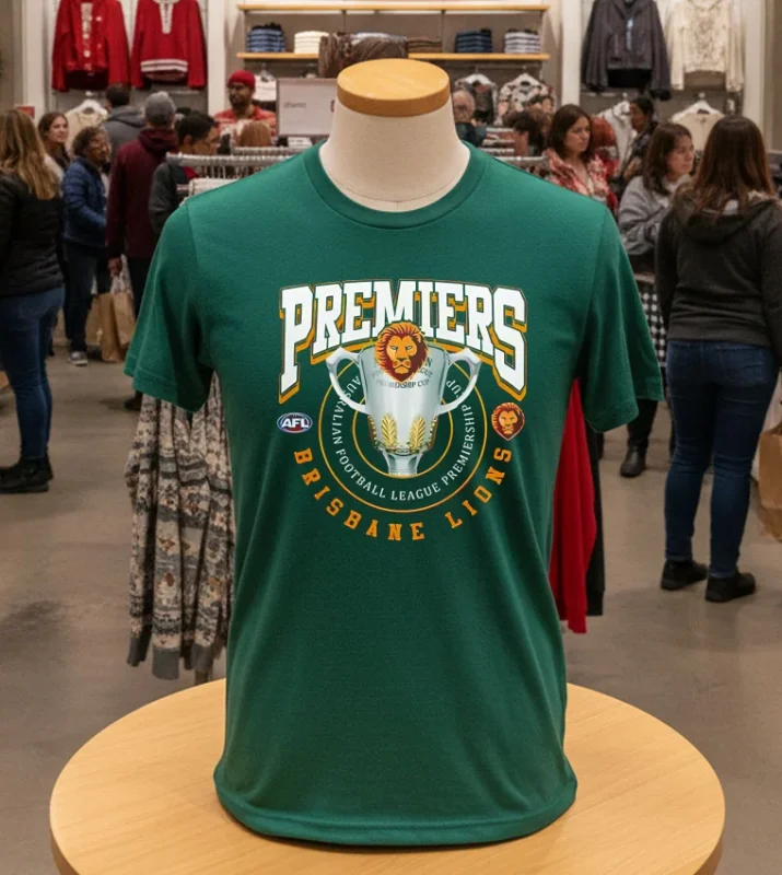 Brisbane Lions League 2024 Toyota Afl Premiers 2024   Green T Shirt