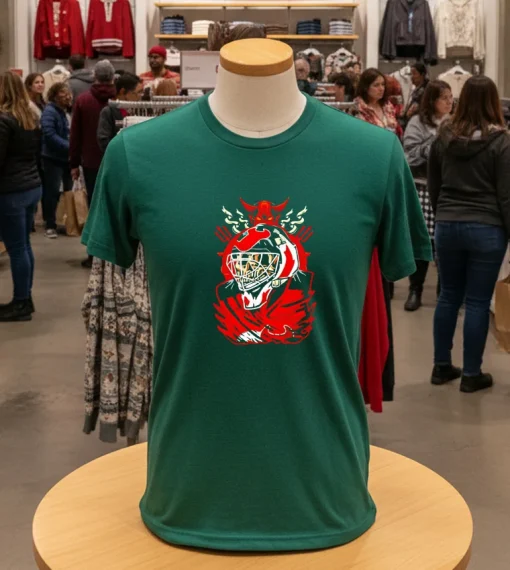 Brodeur Devils Skull Goalie Hockey Goalie Fashion   Green T Shirt