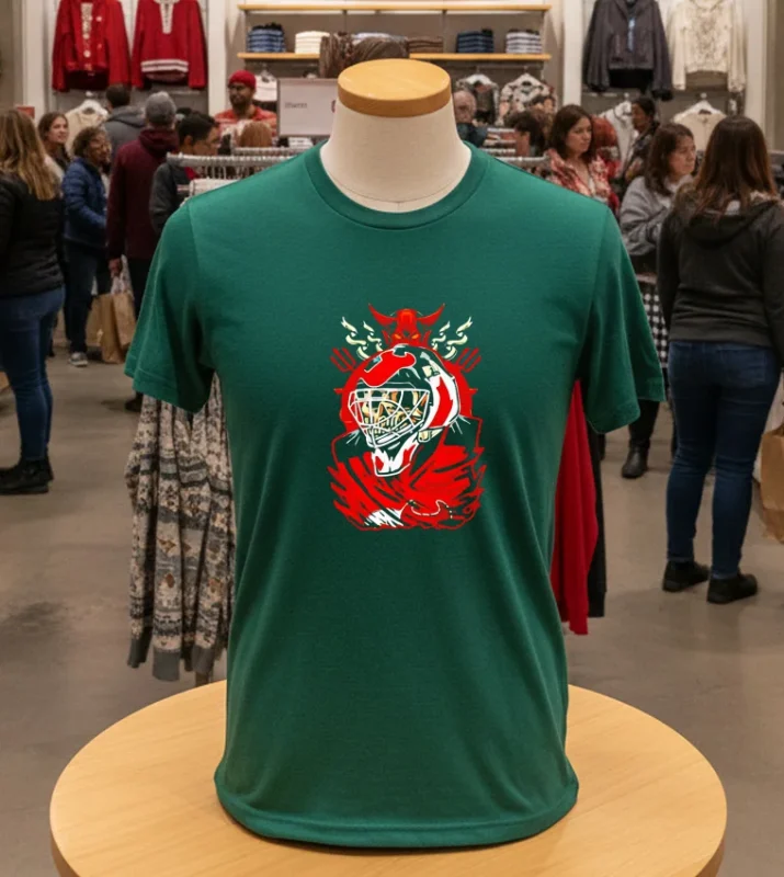 Brodeur Devils Skull Goalie Hockey Goalie Fashion   Green T Shirt