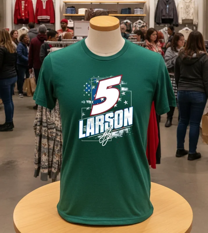 Cup Champions Kyle Larson Signature   Green T Shirt