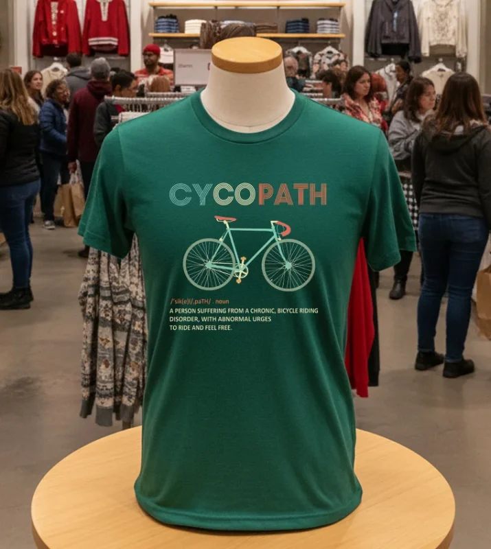Cycopath Funny Cycling For Cyclists And Bikers Green T Shirt