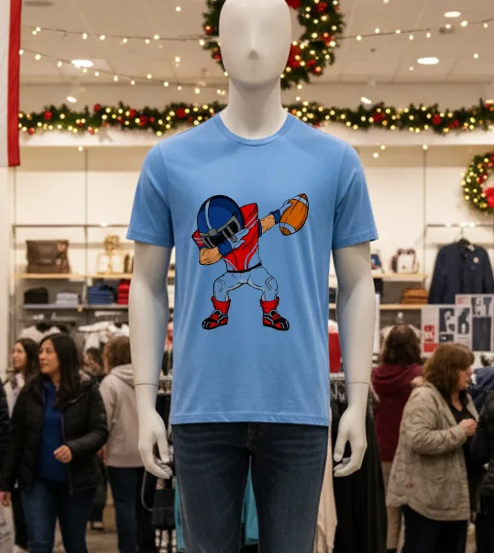 Dabbing Football Player Blue T Shirt