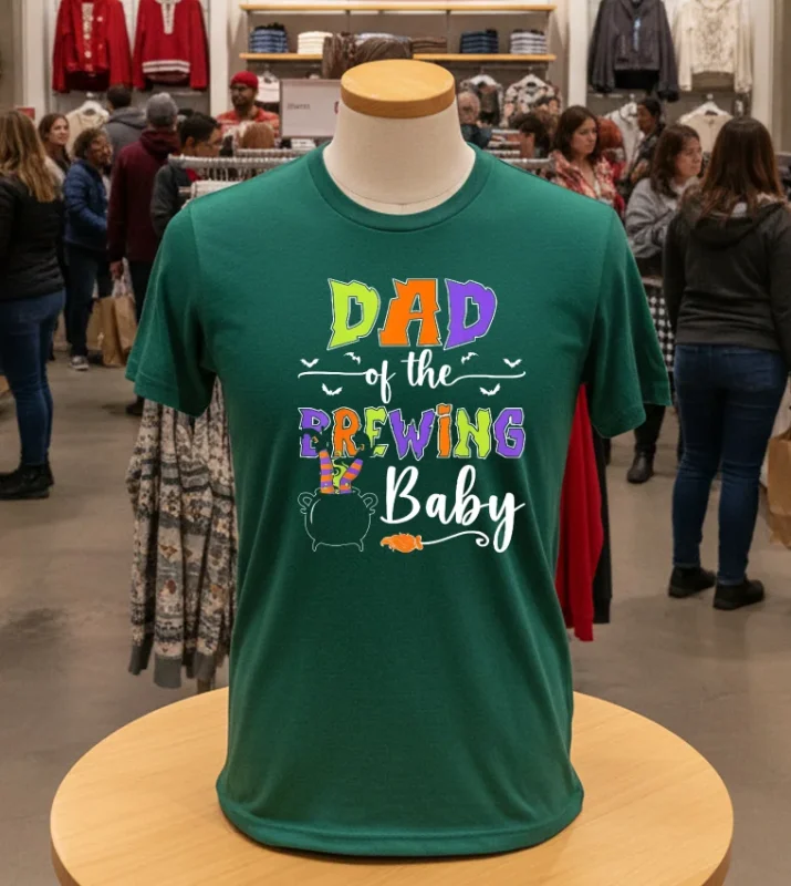 Dad Of The Brewing Baby Halloween Witch   Green T Shirt