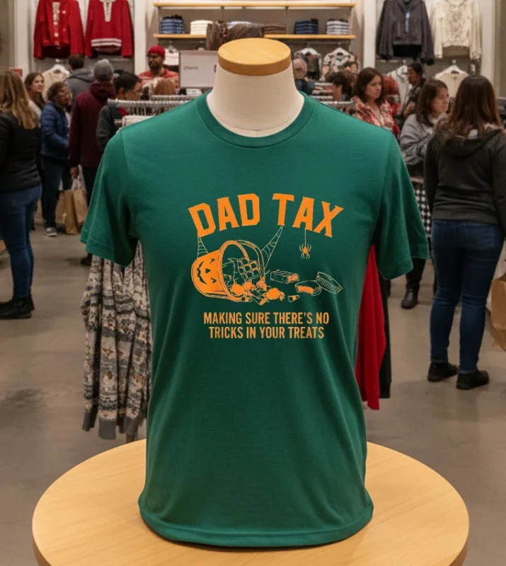 Dad Tax Halloween Trick Or Treat Candy Pumpkin Joke   Green T Shirt