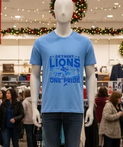 Detroit Lions One Pride Logo   Blue T Shirt