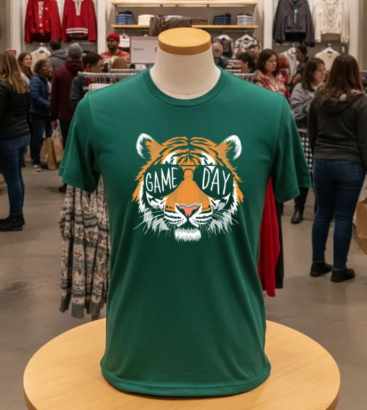 Detroit Tigers Game Day Tigers Mascot Green T Shirt