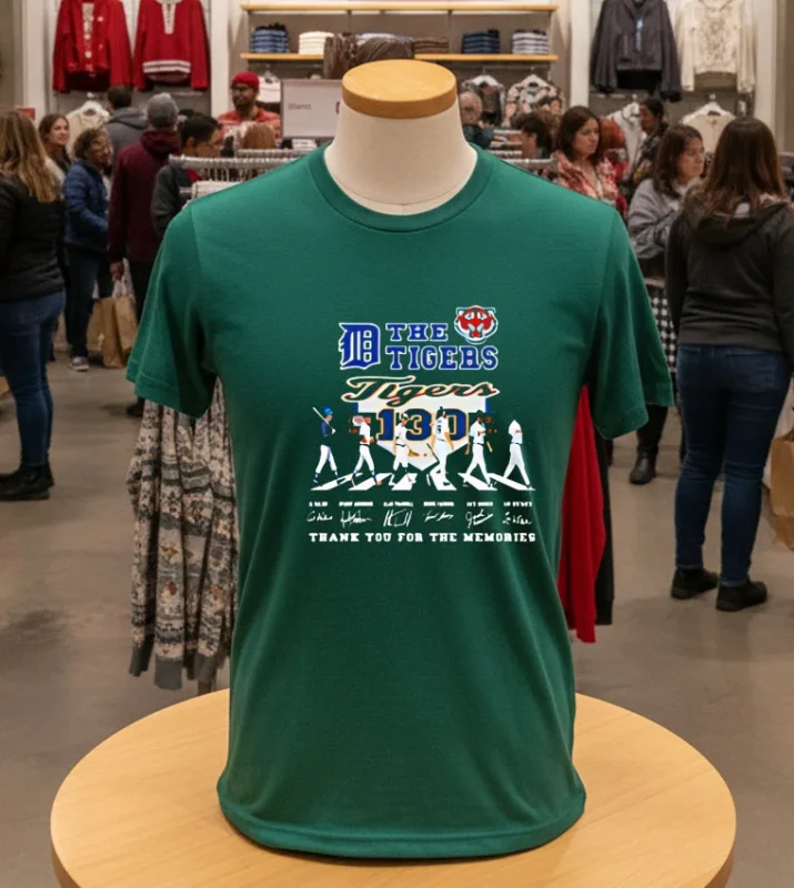 Detroit Tigers Thank You For The Memories Of The Tigers 130 Years Baseball Green T Shirt