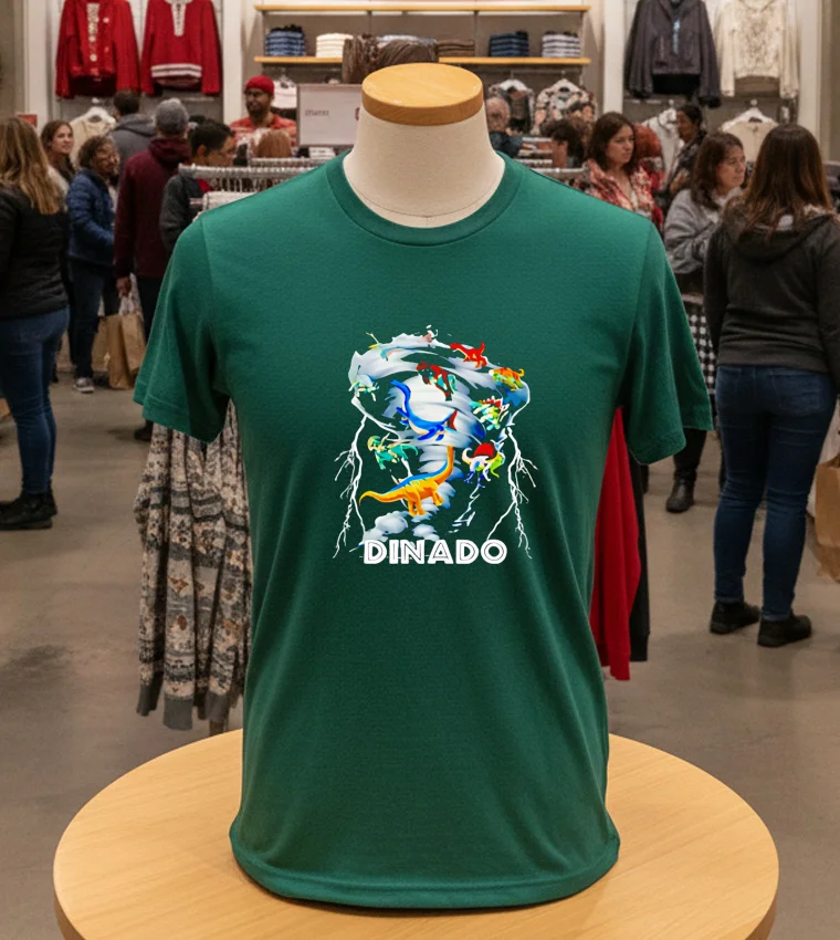 Dinado! Dinosaur Tornado - green-t-shirt Dinado! Dinosaur Tornado Green T Shirt