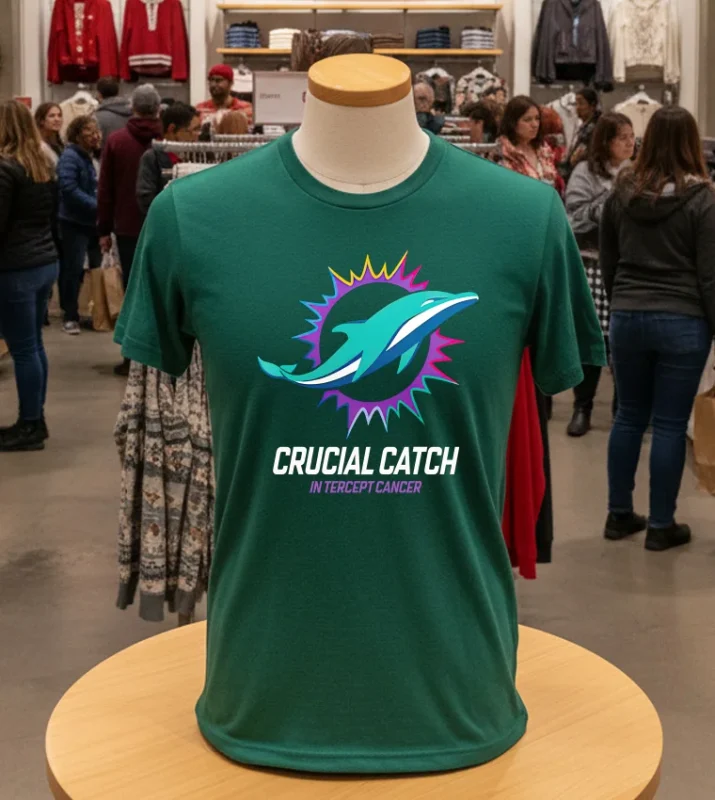 Dolphins 2024 Crucial Catch Intercept Cancer Green T Shirt
