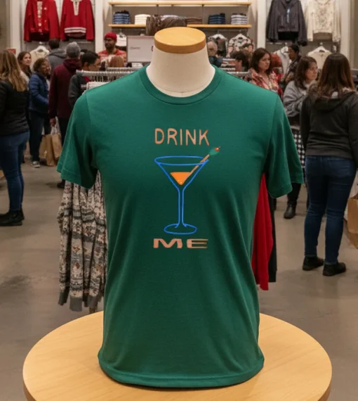 Drink Me Retro   Green T Shirt