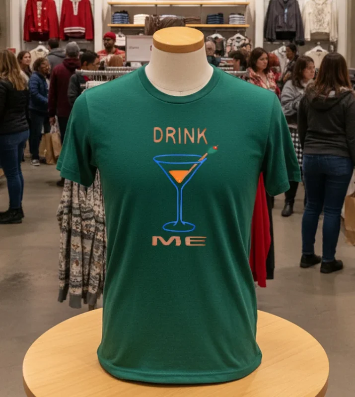 Drink Me Retro   Green T Shirt