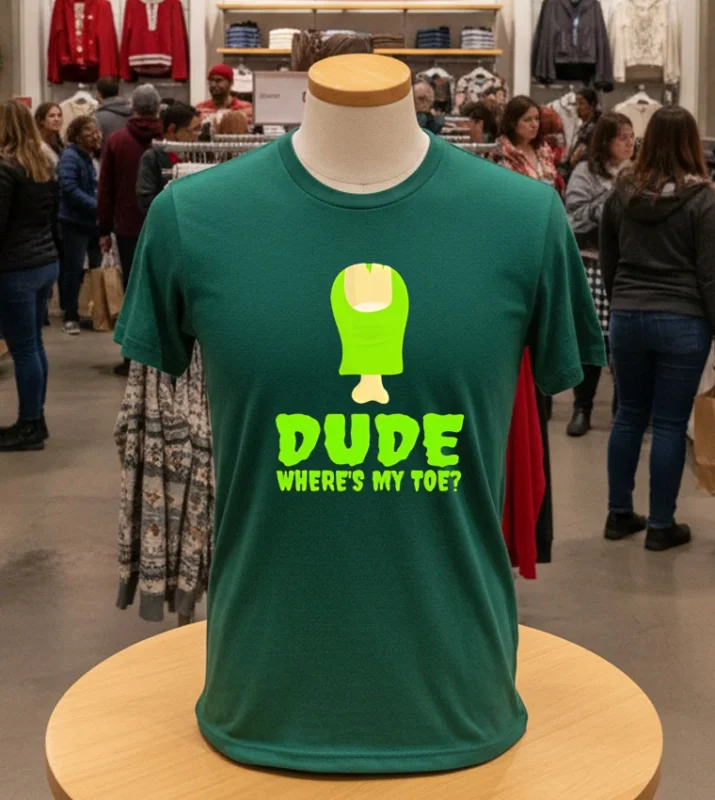 Dude Wheres My Toe Zombie Amputation Leg Amputee   Green T Shirt