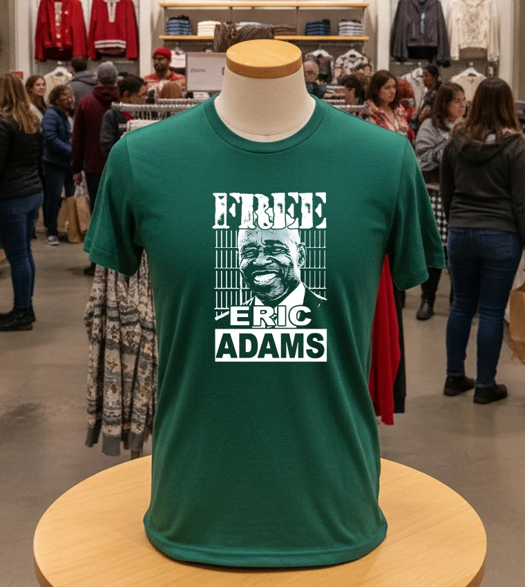 Free Eric Adams Funny - green-t-shirt Free Eric Adams Funny Green T Shirt