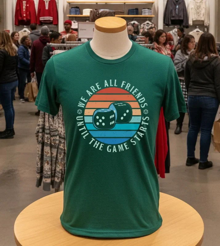 Friends Until Game Night Retro Green T Shirt