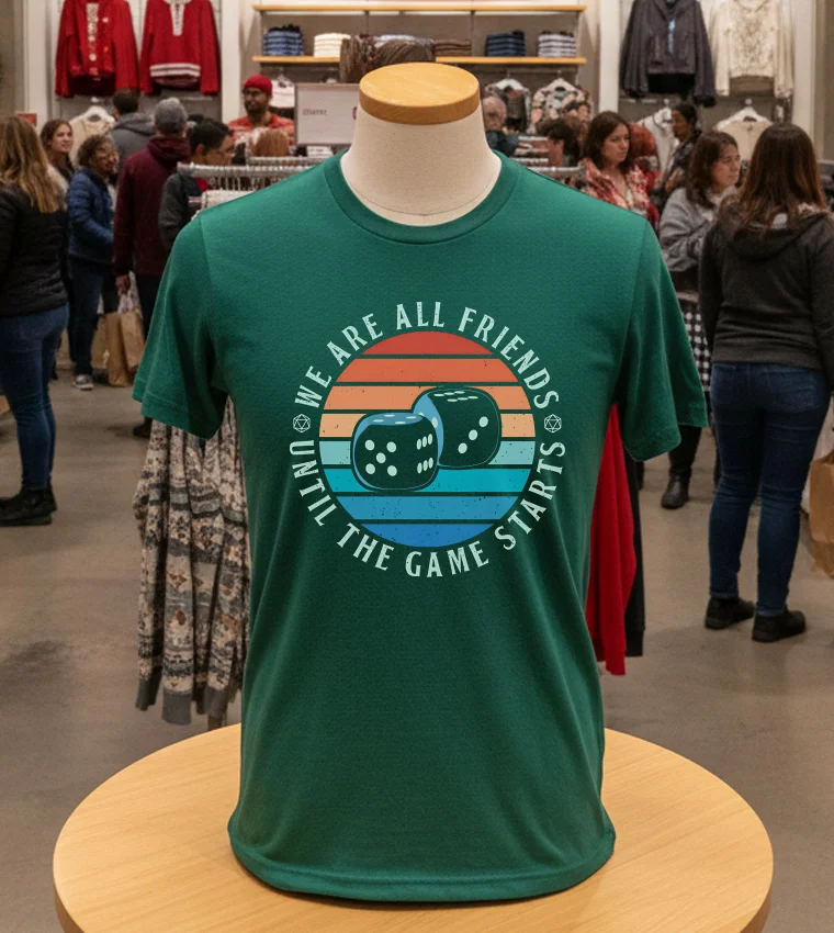 Friends Until Game Night Retro - green-t-shirt Friends Until Game Night Retro Green T Shirt